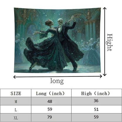 Liuzhouzai Romantic Skeleton Dancer Tapestry Wall Hanging Gothic Scary Personalized Background Living Room and Bedroom Wall Decoration 48 x 36 Inches