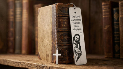 Funny Gifts Bookmark for Women Men Best Friend Sister Gag Gift for Book Lovers Christian Book Marker with Chain Jesus Reading Gift for Reader Birthday (1)