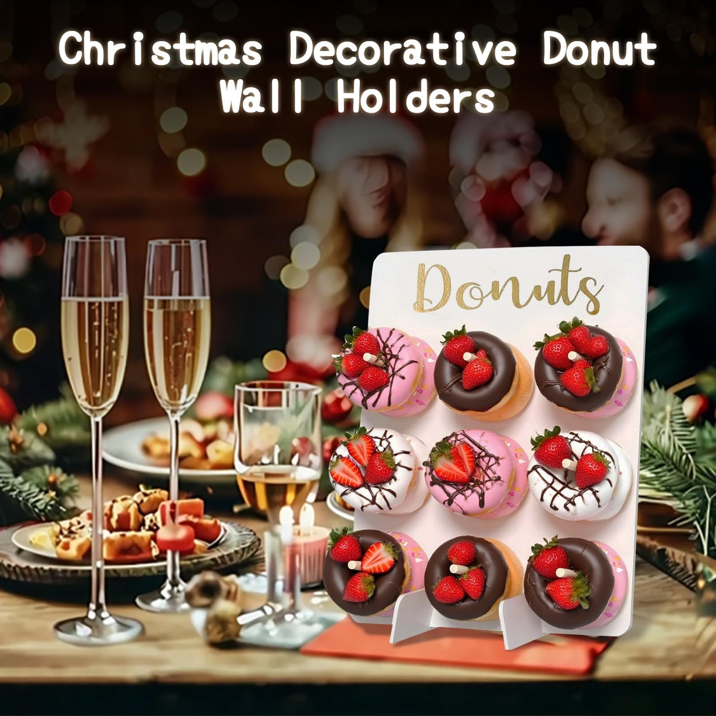 Could Spark Christmas Decor 3Pcs Donut Wall Display Stand Donut Board Doughnut Bar Display Donut Decor for Baby Showers Birthday Bridal Shower Wedding Party Treat