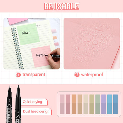 Jutom 39 Pcs Aesthetic Book Annotation Kit Highlighter with Case Bag Gel Pen Transparent Sticky Note Taking Bible Supplies(Pink,Kawaii Style)