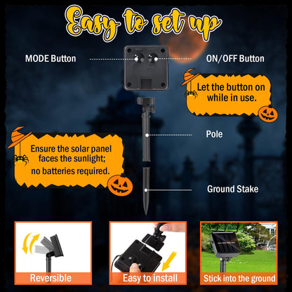 GOAUS Halloween Garden Flag Solar Lighted, Witch Ghost Decorations Outdoor, Double Sided Oxford Decorative Flag for Lawn Yard Outside Decor, 12x18 Inches