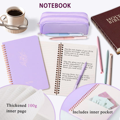 Bible Study Supplies Journaling Kit for Women,Office School Supply Set with Large Pen Case,Bible Study Journal Notebook,No-Bleed Highlighters and Pens,Sticky Notes,Bible Tabs Bookmark (purple)