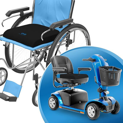 Everlasting Comfort Ventilated Wheelchair Cushions for Pressure Relief - Gel Memory Foam Wheel Chair Seat Cushion Pad for Seniors and Adults & Pain Relief - Soft Non-Slip Cover - Office Accessories