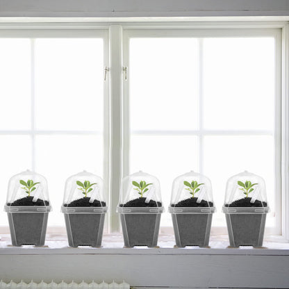 EBaokuup 10PCS Clear Plant Nursery Pots with Humidity Dome - 3" Plastic Gardening Pot with Labels, Durable Plastic Plant Container for Seedlings/Vegetables/Succulents/Cuttings