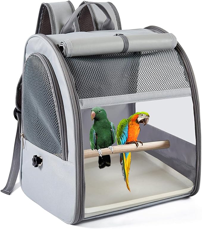 Parrots Travel Backpacks Cage Removable Waste Tray and Sunshades for Stress Without Transport Breathable Bird Travel Cage