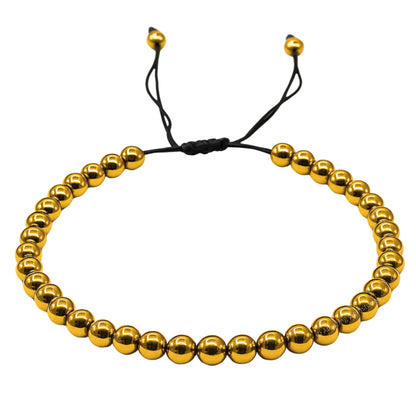 Amazing Gemstone Golden Hematite Anklet Ankle Bracelets for Women - Waterproof Beaded Healing Crystal Anklets, Plus Size Chakra Gemstone Bead Anklet (Stretchy Adjustable - Plain)