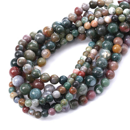 36PCS 10MM Natural Colorful Indian Agate Stone Beads Round Loose Beads for welry Making DIY Bracelet Necklace Accessory 15"