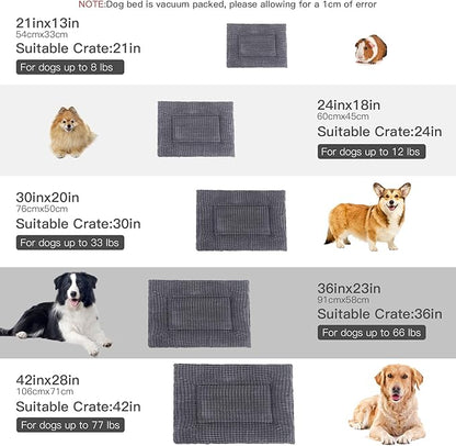 BVAGSS Reversible Dog Crate Pad, Memory Foam Pet Bed Mat, Soft Warm Machine Washable Sleeping Kennel Mattress for Small Medium Dogs XH079 (21''x13''x1.6'',Light Grey)
