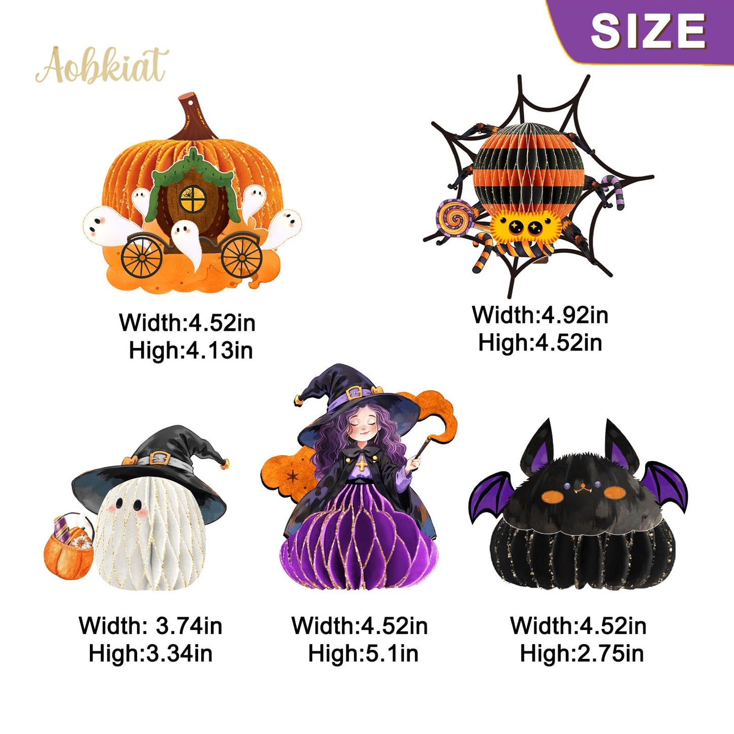 AOBKIAT Halloween Party Decorations,5PCS Hanging Honeycomb Ornaments