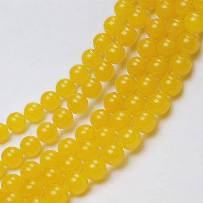 MJDCB Natural Yellow Jade Round Loose Beads for Jewelry Making DIY Bracelet Necklace (12mm)