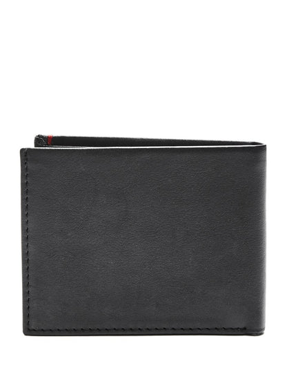 Guess Men's Leather Slim Bifold Wallet, Julian Black/Red, One Size