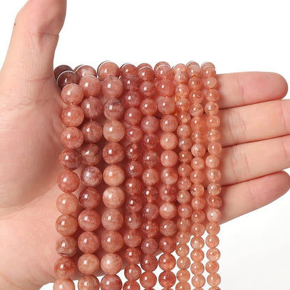 60pcs 6mm Natural Stone Beads Sunstone Chalcedony Beads Energy Crystal Healing Power Gemstone for Jewelry Making, DIY Bracelet Necklace
