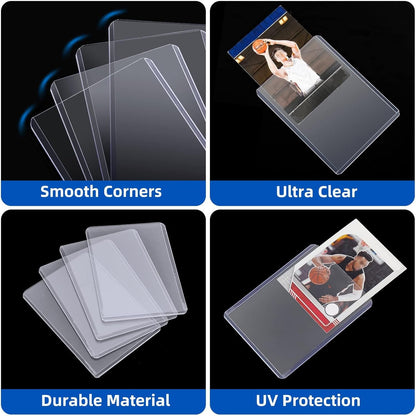 400 Card Sleeves Top Loaders for Cards, Arjiekwei 3"X4" Baseball Cards Protectors Hard Plastic, Premium Toploaders Holder for Trading Sports Football Game Card(200 Top Loaders + 200 Penny Sleeves)