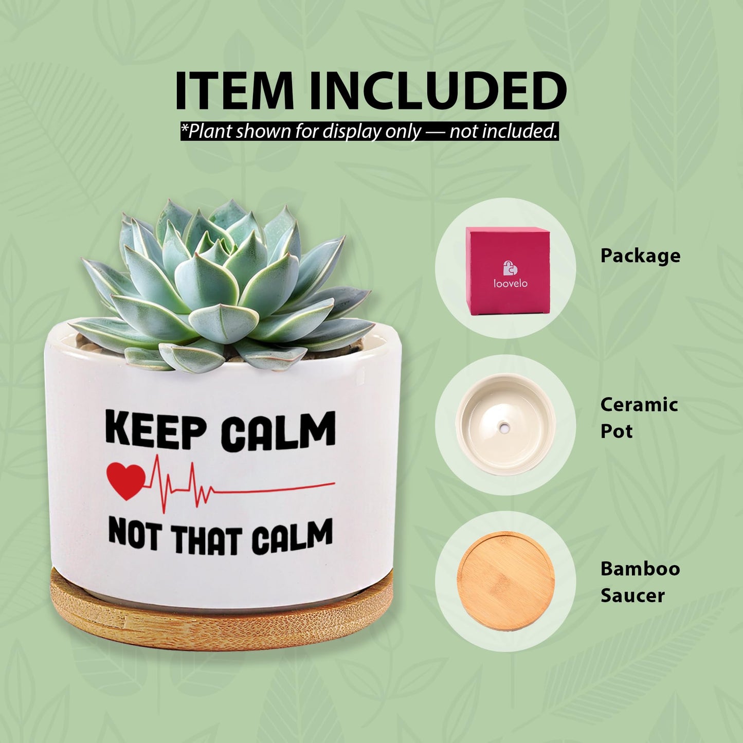Keep Calm Not That Calm Nurse Gifts Ceramic Succulent Plant Pot Round Doctor EMT Nursing Student Cardiologist Home Office Decor Plant Lover 3.5 Inch White (No Plants) (with Bamboo Tray)