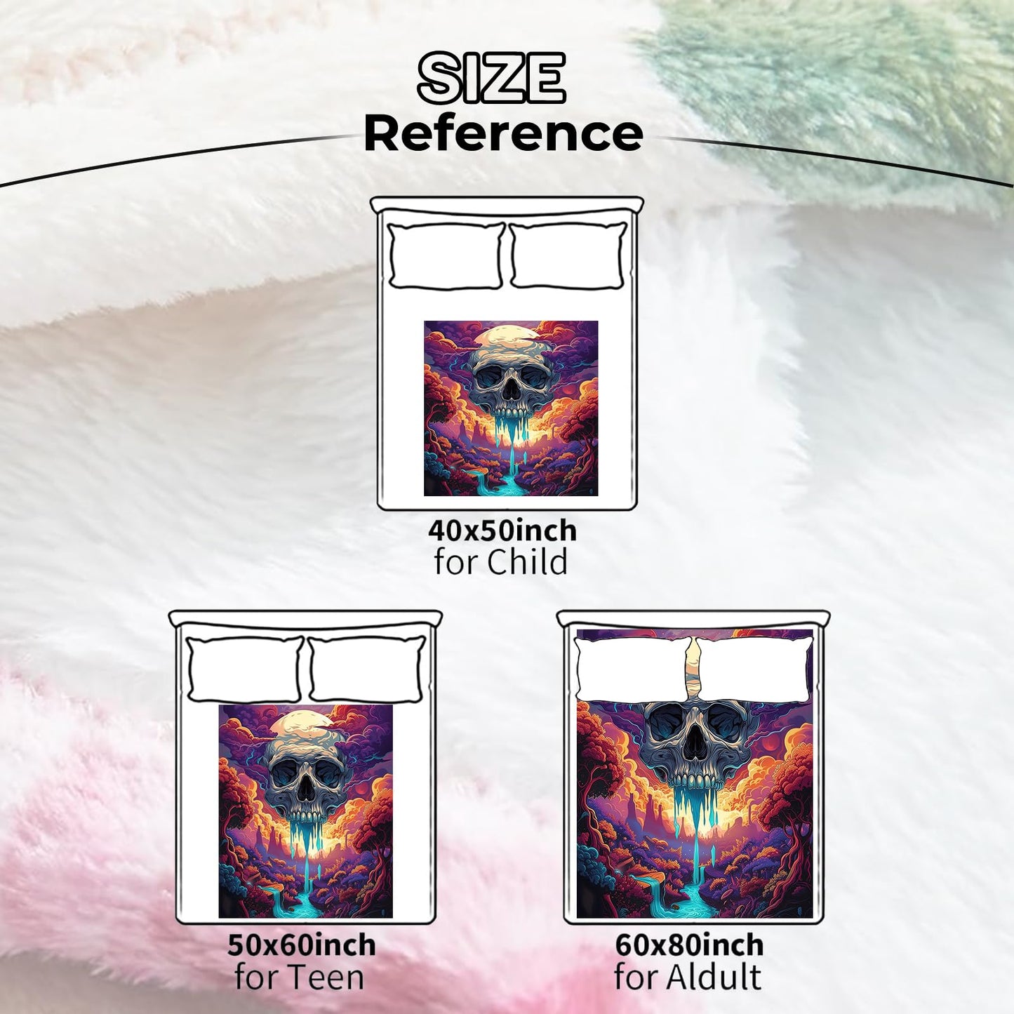 amepay Mystical Skull Throw Blanket - Soft & Warm Flannel Fleece, Cozy Plush, Lightweight, Fuzzy, Anti-Pilling, Perfect for Halloween,Couch, Bedroom, Travel - Unique Design for Men & Boys 60×50inch
