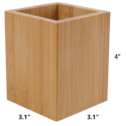 Tosnail 2 Pack Bamboo Pen Holder Pencil Holder for Desk, Makeup Brush Organizer Marker Pen Storage Cup for Office, School and Home