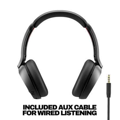 Skullcandy Icon 180 Wireless On-Ear Bluetooth Headphones, Up to 50 Hours Battery, Lightweight and Travel Ready, Secure Fit, Sweat and Water Resistant, Microphone iPhone Android - True Black