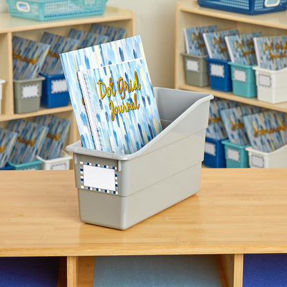Really Good Stuff Durable Book and Binder Holder - 6pack, Pebble Color, 5 ?" x 12 ?" x 7 ?", Classroom Organization, Storage Solution, Sturdy and Versatile