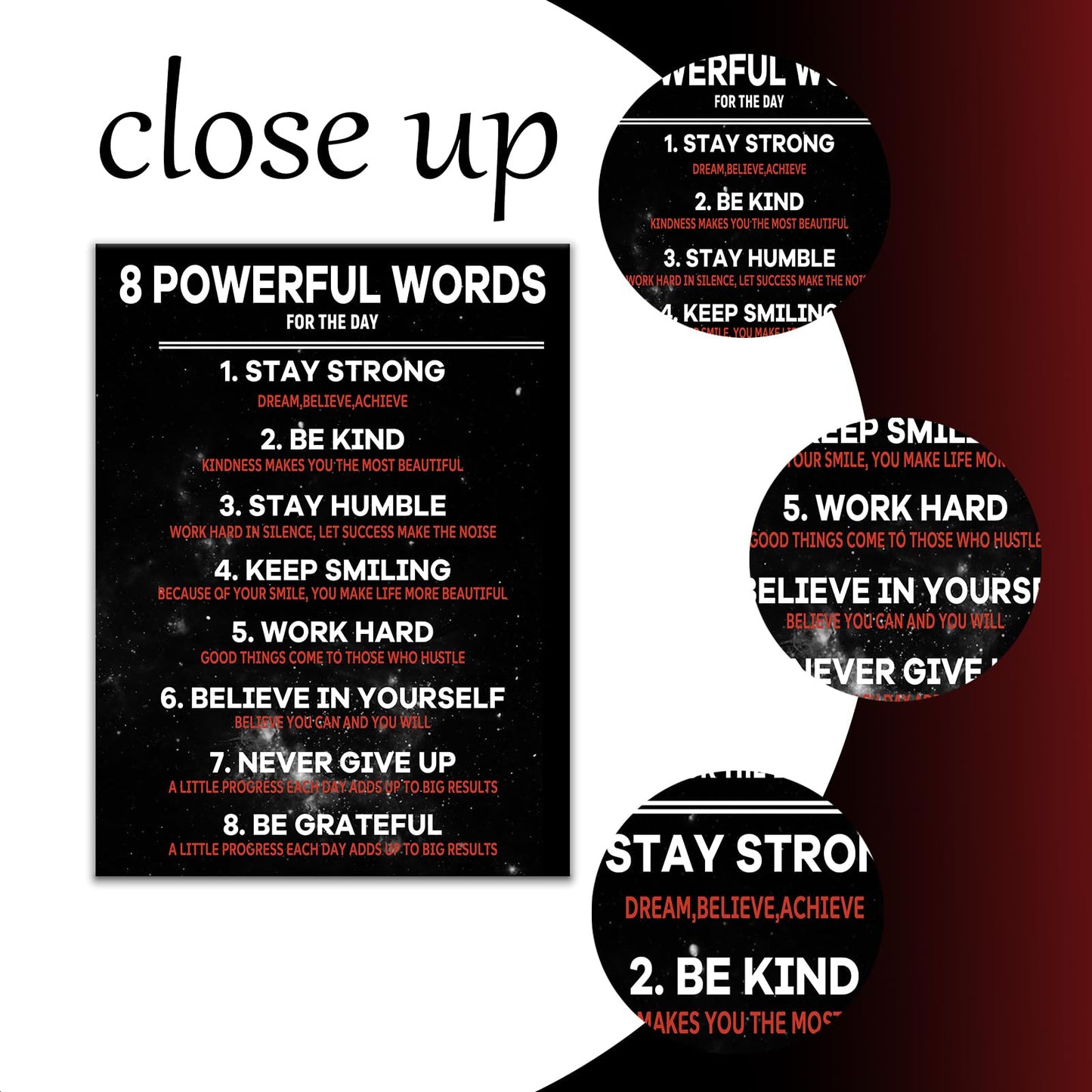 Inspirational Canvas Wall Art Motivational 8 Powerful Words Quotes Poster Print Rules Signs Picture Painting for Modern Home Bedroom Teens Room Office Artwork Stretched and Framed [18" W x 24" H]
