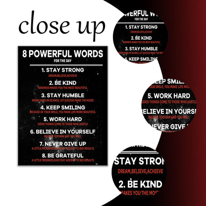 Inspirational Canvas Wall Art Motivational 8 Powerful Words Quotes Poster Print Rules Signs Picture Painting for Modern Home Bedroom Teens Room Office Artwork Stretched and Framed [18" W x 24" H]