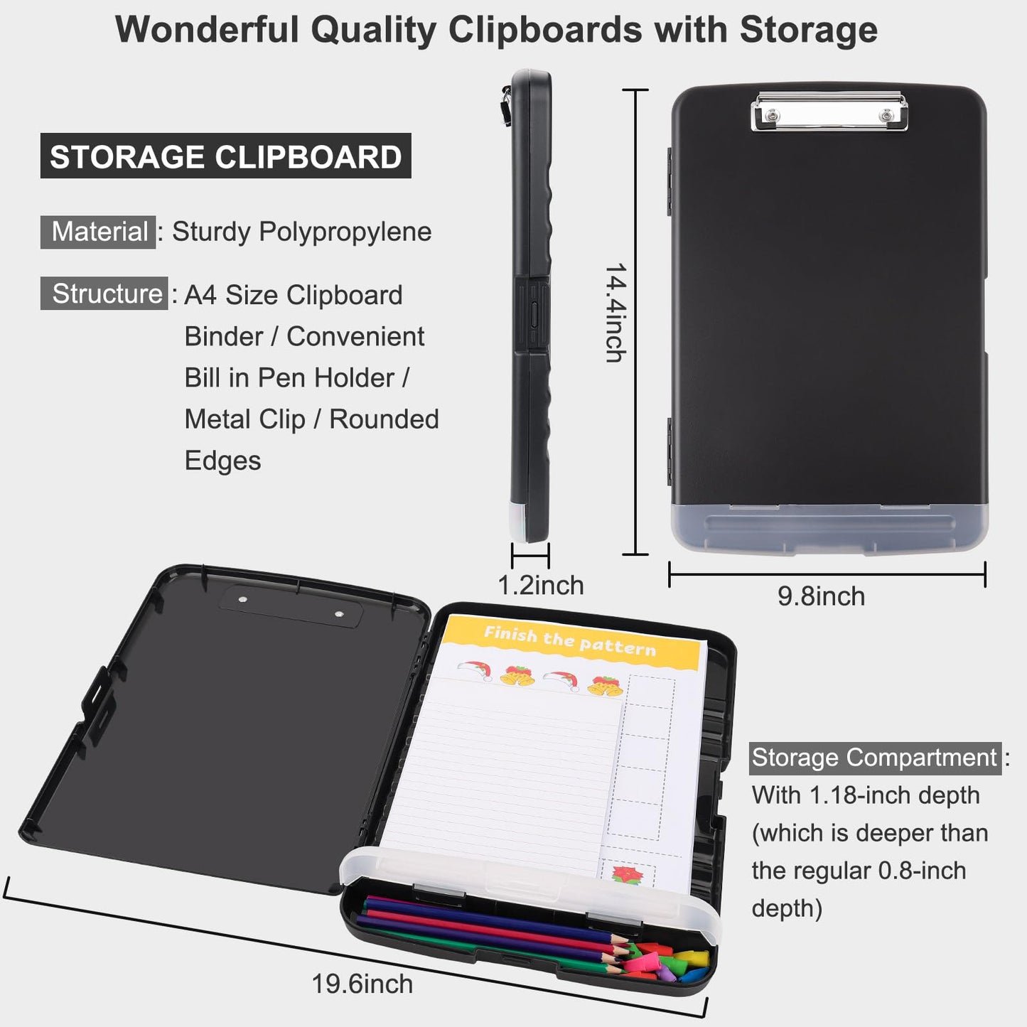 SFLHHDM Clipboard with Storage, Clip Boards 8.5x11, Plastic Clipboards with Pen Holder, Clip Board with Storage Compartments, Nurse Clipboard with Storage for Classroom, Student, Teacher