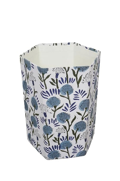 Generic 3.3 Gallon Cotton Hand Block Printed Paper Waste Basket |Small Decorative Trash Can for Housewarming Gifts in Living Room, Bedroom, Bathroom | Eco-Friendly, Plastic-Free (1, MULTI COLOR)