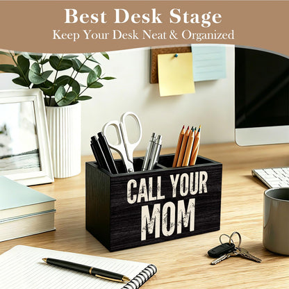 Zomhix Call Your Mom Black Pen Holder Desk Organizer