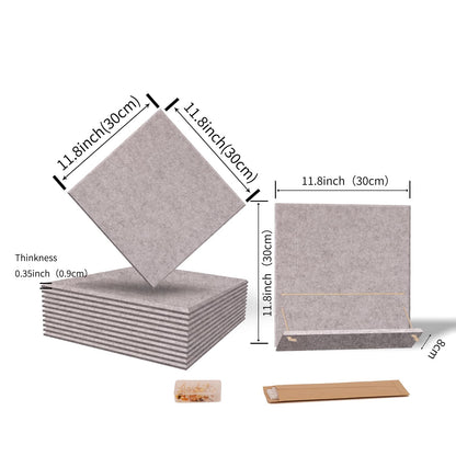 12 Pack Bulletin Boards 48" x 36" Alternative Cork Board for Office,Built-in Storage Device，Large Cork Boards for Walls ， Felt Wall Tiles, Contains Removable Security Stickers and PushPins (F-Gray)