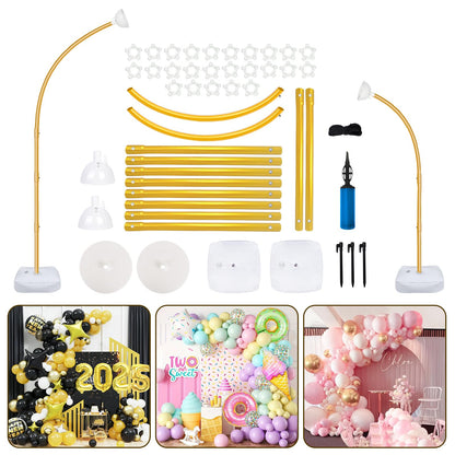 OurWarm 8.2FT & 6FT Gold Balloon Arch Kit, Free Bending Top Balloon Arch Stand With Base for Floor, Half Arch for Wedding Birthday Party Baby Shower Halloween Decorations