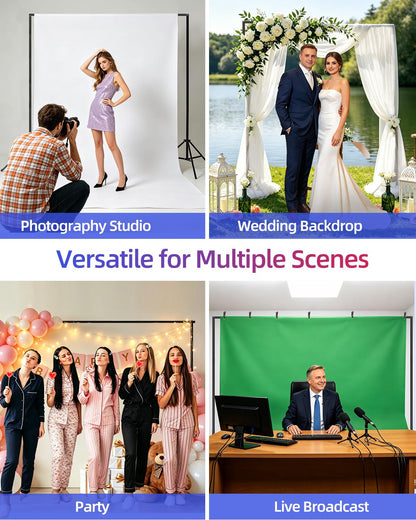 YAYOYA Backdrop Stand 10 x 8 Ft (WxH), Adjustable Photography Background Stand Support Kit with 6 Clamps & Carrying Bag for Photo Studio, Party, Wedding, Decoration, Projector Screen