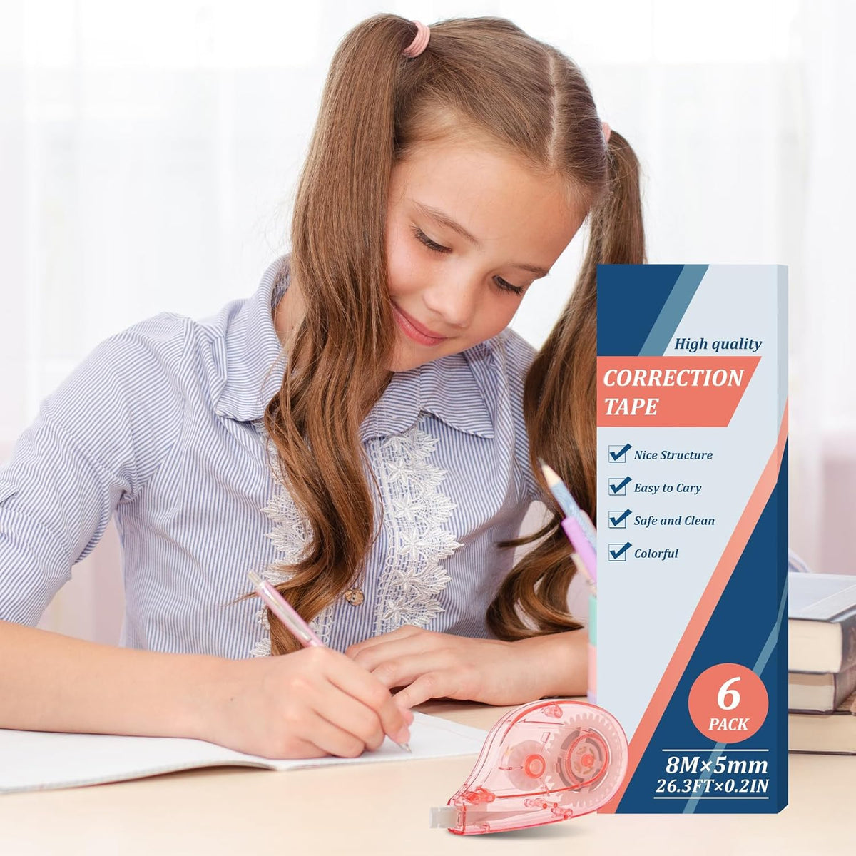 White Correction Tape Whiteout Correction Tape - Easy to Use, Instant Correct Wrong Writing at Anytime, Writing Supplies for Office and School - 12 Packs