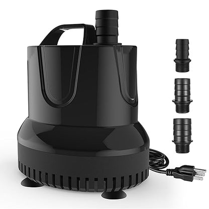 Simple Deluxe 1056GPH Submersible Water Fountain Pump, (4000L/H, 85W) Quick Water Change Aquarium Pump, 13ft High Lift, for Fish Tank, Pond, Hydroponics, Black