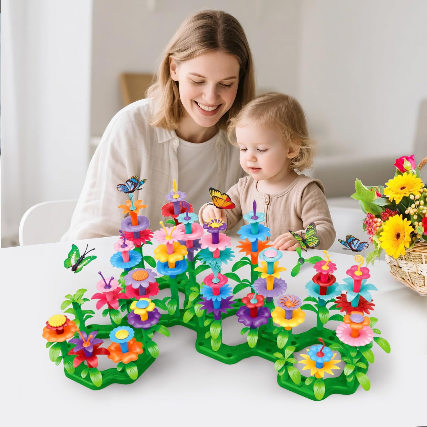 SpringFlower Toys for Girls 3 4 5 6 7 Years Old, Flower Garden Building Kit with Storage case,Educational STEM Toy and Preschool Garden Play Set for Toddlers, for Kids,148pcs
