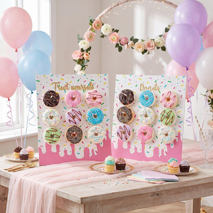 Yerliker 2 Pieces Donut Display Stand, Reusable Donut Holder Board, Party Wall Bagel Boards for Christmas Wedding Birthday Treat Holiday Gathering Parties (13.78 x 9.84 inches)