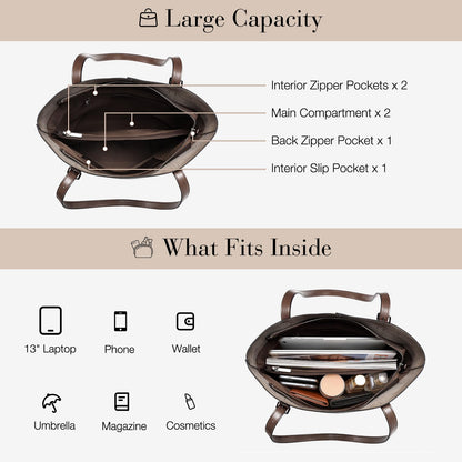 UEIRY Genuine Leather Tote Bag for Women, Large Women's Leather Shoulder Bags, Designer Womens Totes Purse with Top Handles