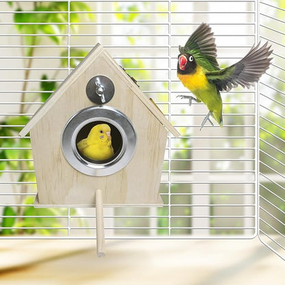 kathson Parakeet Nest Box Bird Nesting House Parrot Breeding Mating Box for Lovebirds Cockatiel Budgie Finch (7.87”x5.7”x11.22”)