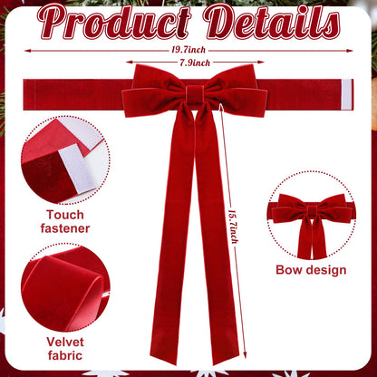Amyhill 2 Pcs Christmas Red Bow Curtain Tie Backs Burgundy Velvet Bowknot Drapes Buckle Holde Curtain Back Fastener for Xmas Wedding Birthday Cabinet Window Home Hotel Dining Room Party Decoration