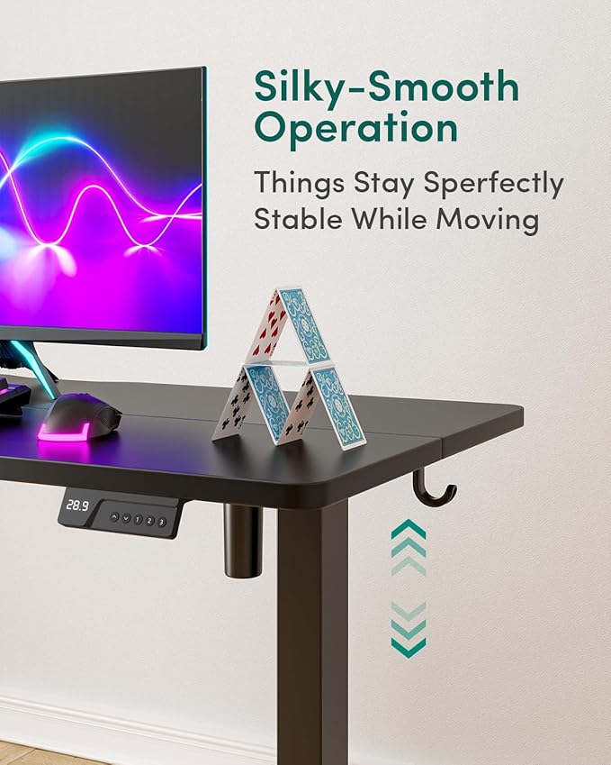 CubiCubi Electric Standing Desk, 48 x 24 Inches Height Adjustable Sit Stand Desk, Ergonomic Home Office Computer Workstation, Black