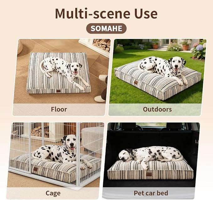 SOMAHE 4 Inch Orthopedic Dog Bed for Crate, 27 x 20 Inch, Orange Chenille | Washable Removable Cover, Waterproof Inner Liner, Non-Slip Bottom, Orthopedic Dog Crate Mattress for Medium & Large Dogs