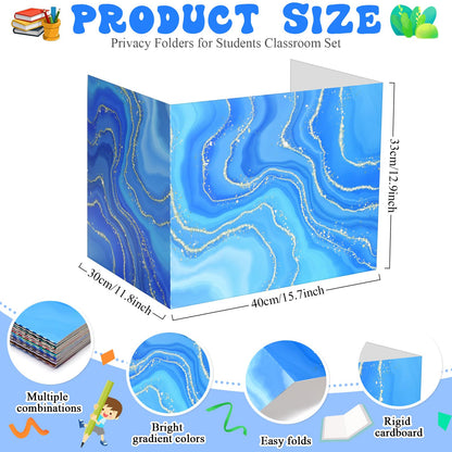 SATINIOR 24 Pcs Privacy Folders for Students, Desk Dividers for Classroom Testing, Student Privacy Boards Classroom Must Have, School Teacher Supplies(Marble Style,Vibrant Color)
