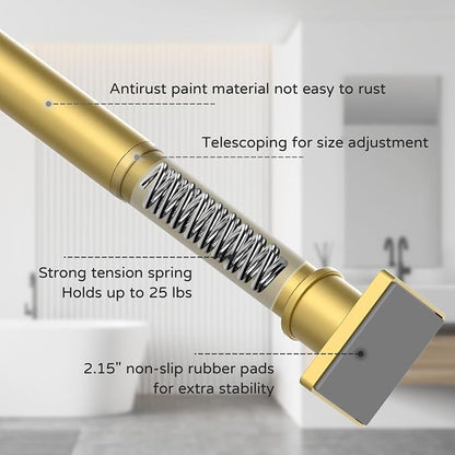UIOSANRT Tension Shower Curtain Rod 31-92 Inches Non-Slip Shower Rod Tension Mounted No Drill Gold Shower Curtain Rods Spring Tension Rod for Windows Bathroom