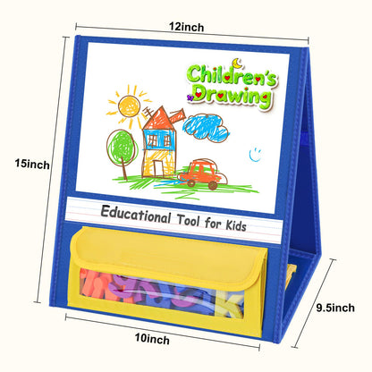 EAMAY Magnetic Desktop Tabletop Stands Pocket Chart Foldable Small Dry Erase Board Classroom Tool for Kids Education (12W*15L, Magnetic)