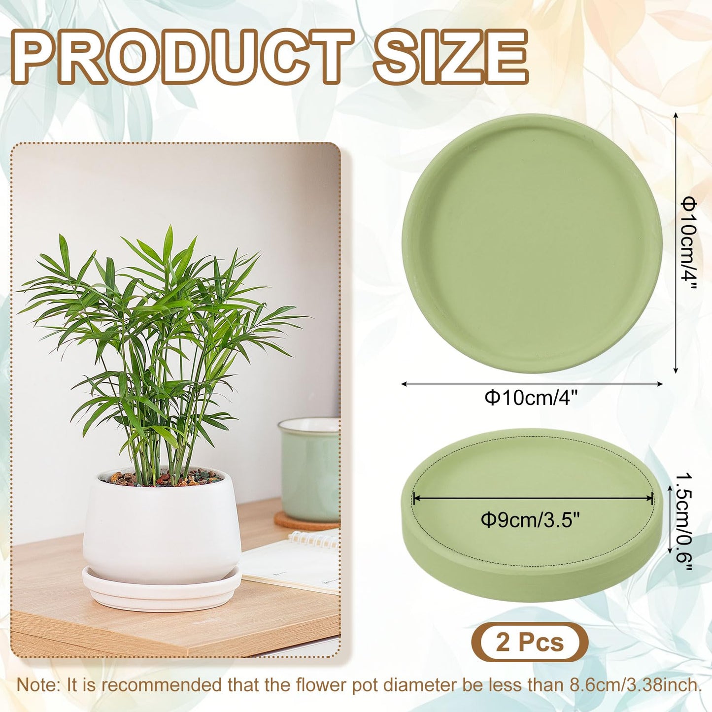 uxcell 2 Pcs Round Plant Saucers, 4 Inch Ceramics Plant Drip Trays for Pots, Heavy Duty Flower Pot Saucers for Indoors and Outdoors, Dark Green