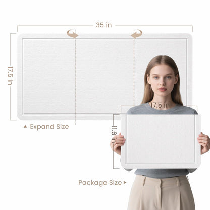 Bulletin Board, 35 x 17 1/2 inches Felt Board - Decorative Pin Board, Cork Board Alternative for Wall, Foldable Picture Board Self-Adhesive Vision Board Prayer Board with 20 Pushpins - White
