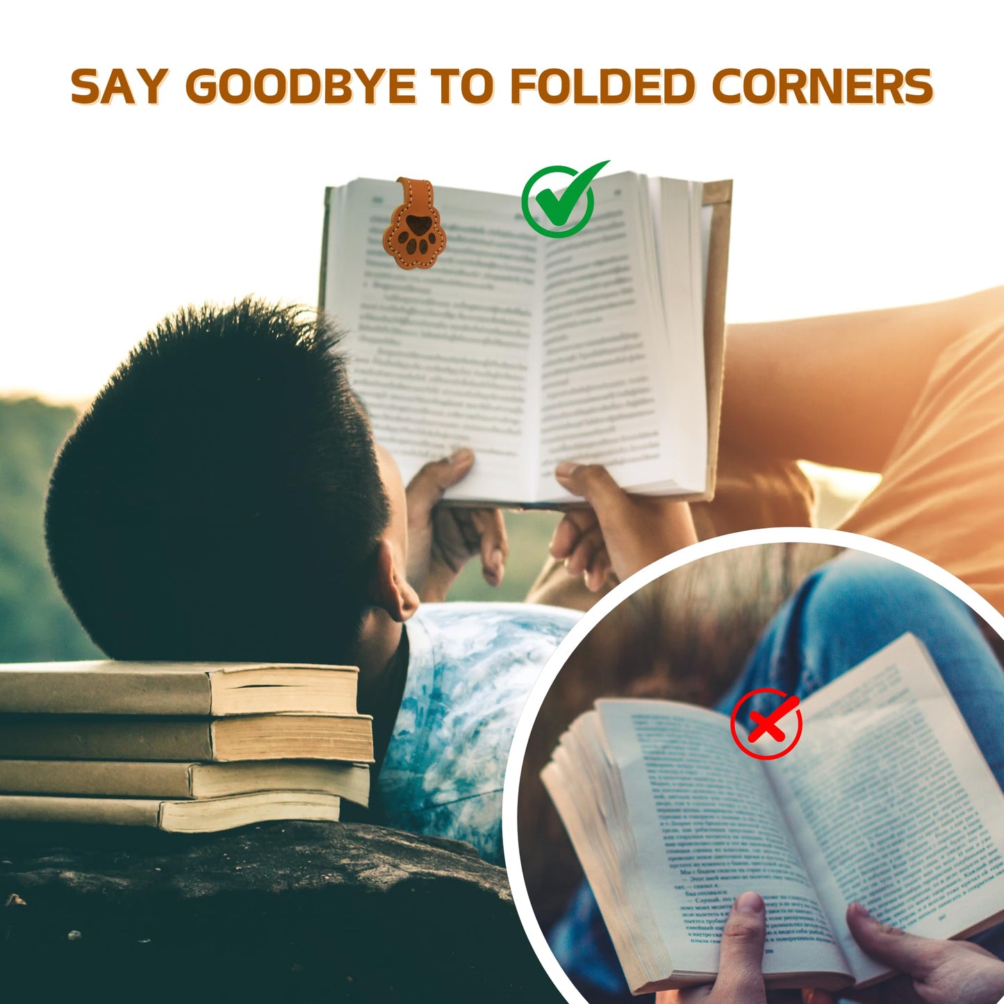 ALEACAR Magnetic Leather Bookmarks for Reading, Cute Dog Paw Shape Magnet Bookmark Clips for Women, Men, Kids, Magnetic Book Marks, Gifts for Book Lovers Teachers Students (1 Pack, Brown)