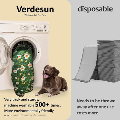 Washable Pee Pads for Dogs, Reusable Puppy Potty Training Pads, Ultra-Absorbent Thick Waterproof Leak-Proof Non-Slip Pads & Mat for Crate, Playpen, Floor, Whelping & Housebreaking , 2 Pack 36"x72"