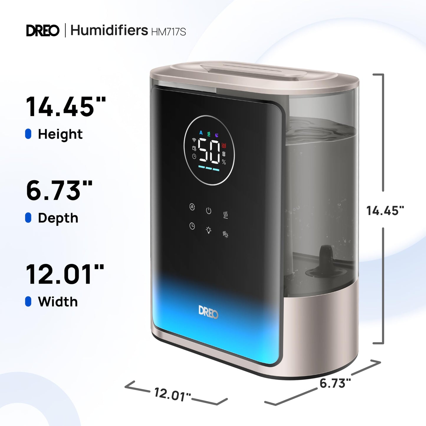 Dreo 8L Smart Humidifier Large Room 600ft², HM717S, 80H Runtime Supersized Warm and Cool Mist Humidifiers for Bedroom Baby, 28dB Quiet Air Humidifier for Plants Indoor, Home, Whole House, Silver
