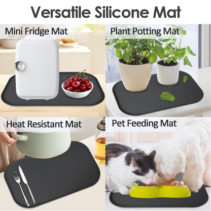 TOHONFOO Silicone Coffee Mat with Lip, 19.7'' x 15'' Heavy Duty Bar Mat, Coffee Tray for Countertop Fit Under Machine Pot Espresso Machine, Grey