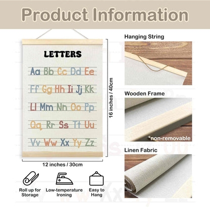 TLESKE Alphabet ABC Numbers Chart Poster Hanger Frame for Toddler Kid Classroom Set of 2, Homeschool Hanging Wall Art Decor for Nursery Playroom, Preschool Prek Learning Educational Poster, 12x16