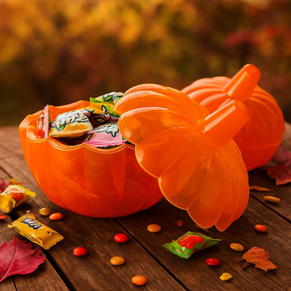 Tanlade 10 oz 4 Pcs Thanksgiving Glass Pumpkin Jar with Lid Fall Orange Decorative Pumpkin Cookie Candle Containers with Cover Candle Making Bowls for Thanksgiving Halloween Party DIY Gift